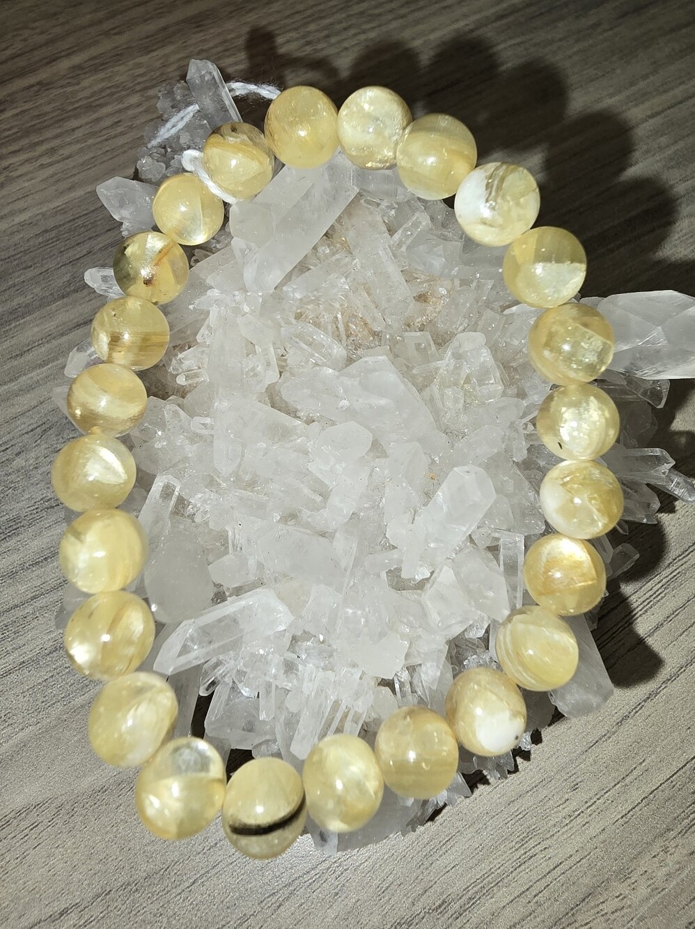 RARE 8mm Golden Yellow Lepidolite And Mica Bracelet #1
